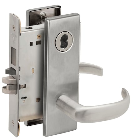 Storeroom Mortise Lock With Deadbolt, 17N Design, SFIC Prep, Less Core, Satin Chrome